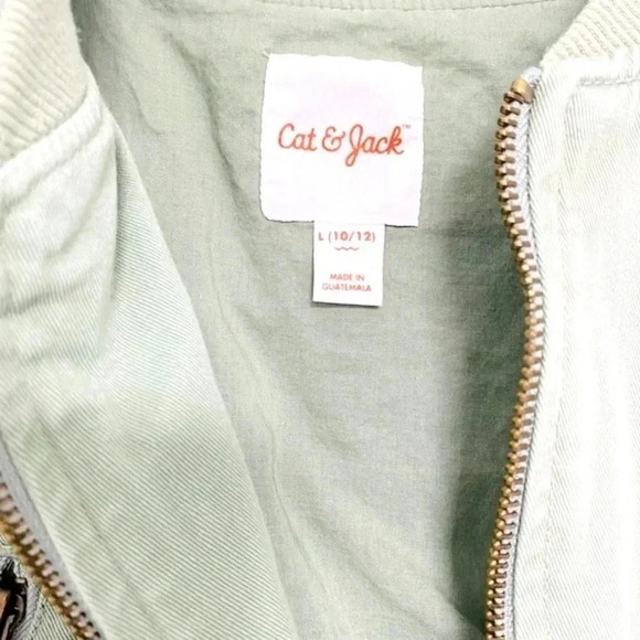 Cat & Jack Army Green Lightweight Jacket with Patches Girl’s Size Large - Picture 5 of 9
